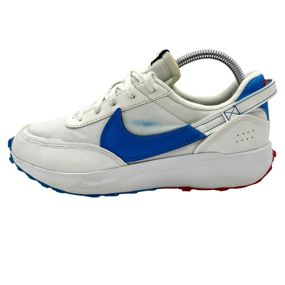 Nike Waffle Debut SE Mens 7.5 White Blue Red Athletic‎ Shoes Sneakers DQ7684-100
